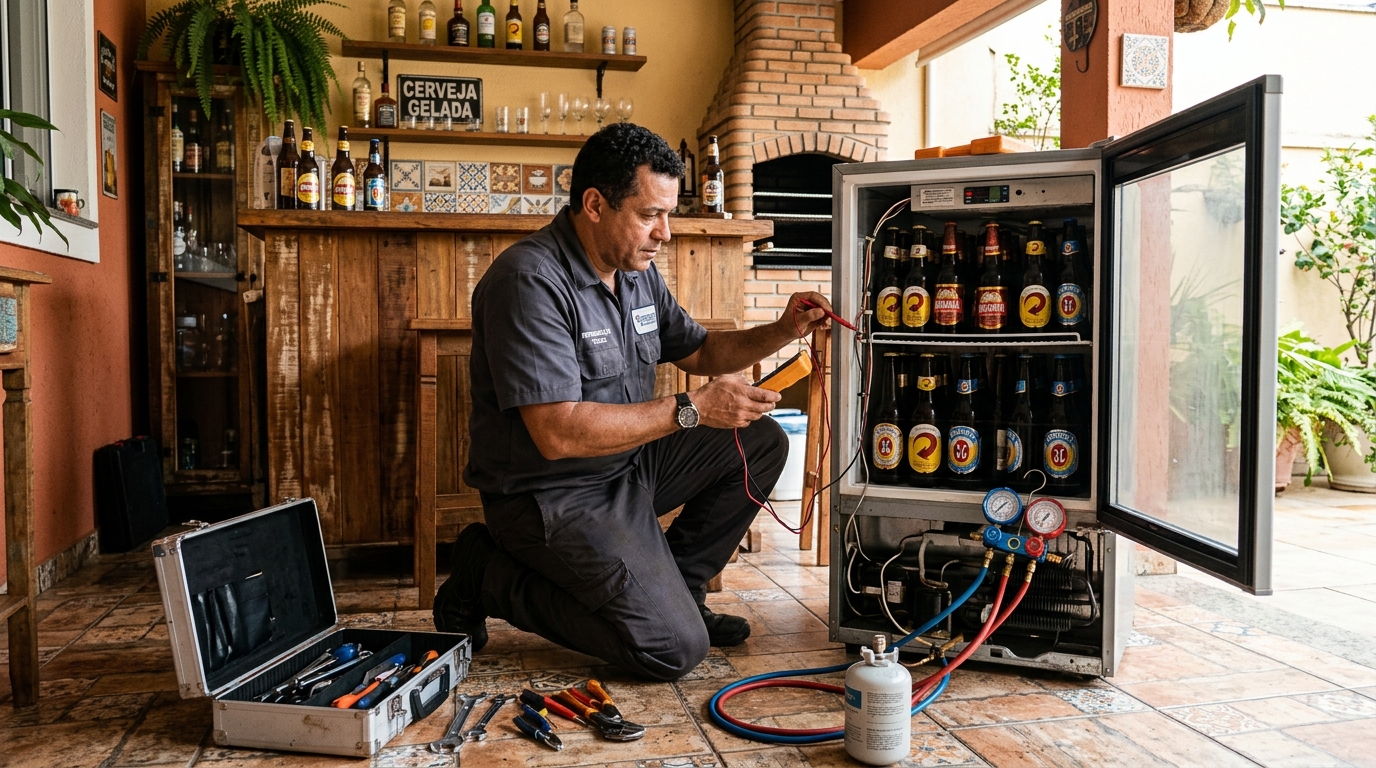 Recarga de gás refrigerante de cervejeira em Maringá‑PR